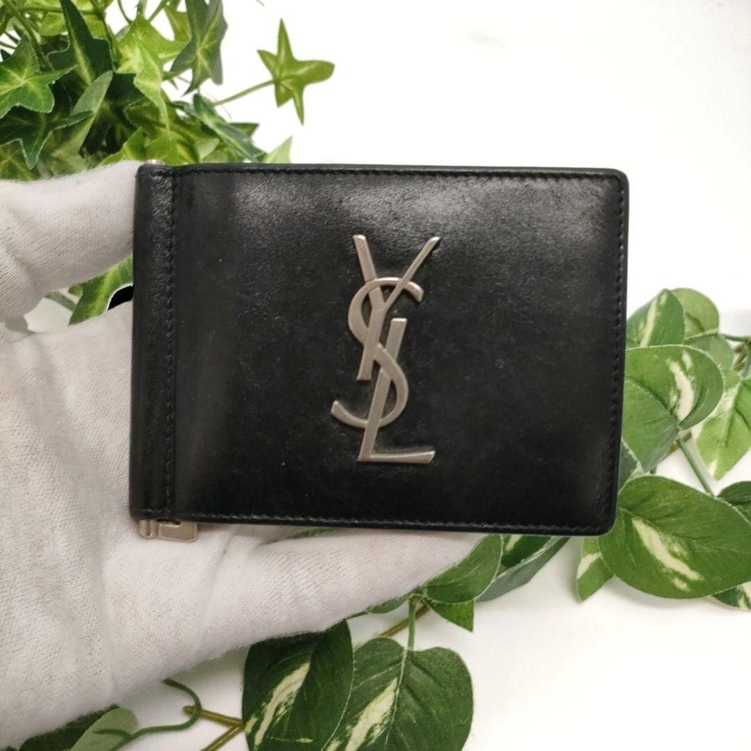 サンローラン マネークリップ カサンドラ ブラック シルバー金具