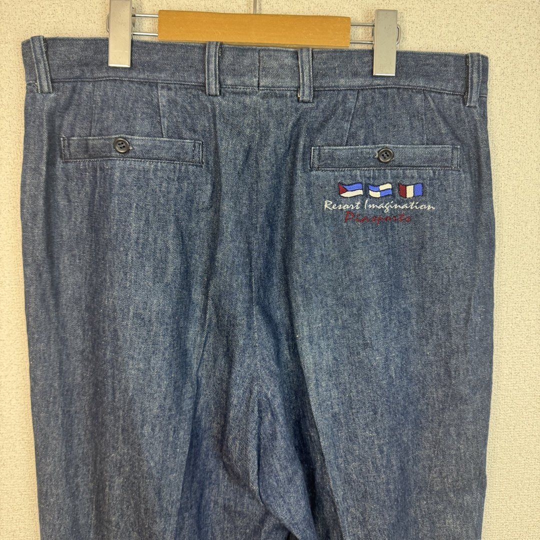 未着用 80's PLA SPORTS デニム スラックス PIASPORTS ピアスポーツ デニムスラックス ツータック リネン
