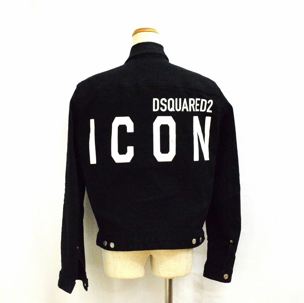 DSQUARED2 アイコン デニム ジャケット サイズ46 ディースクエアード メンズ ブラック ICON バックプリントJA-18482メンズ