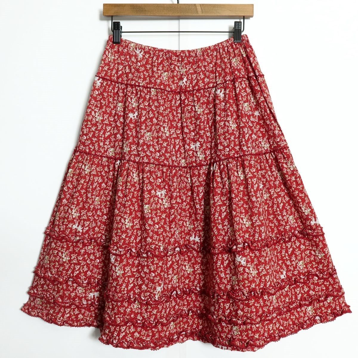 PINK HOUSE ギャザースカート シーキャットプリントギャザーフリルAラインスカート｜ピンク