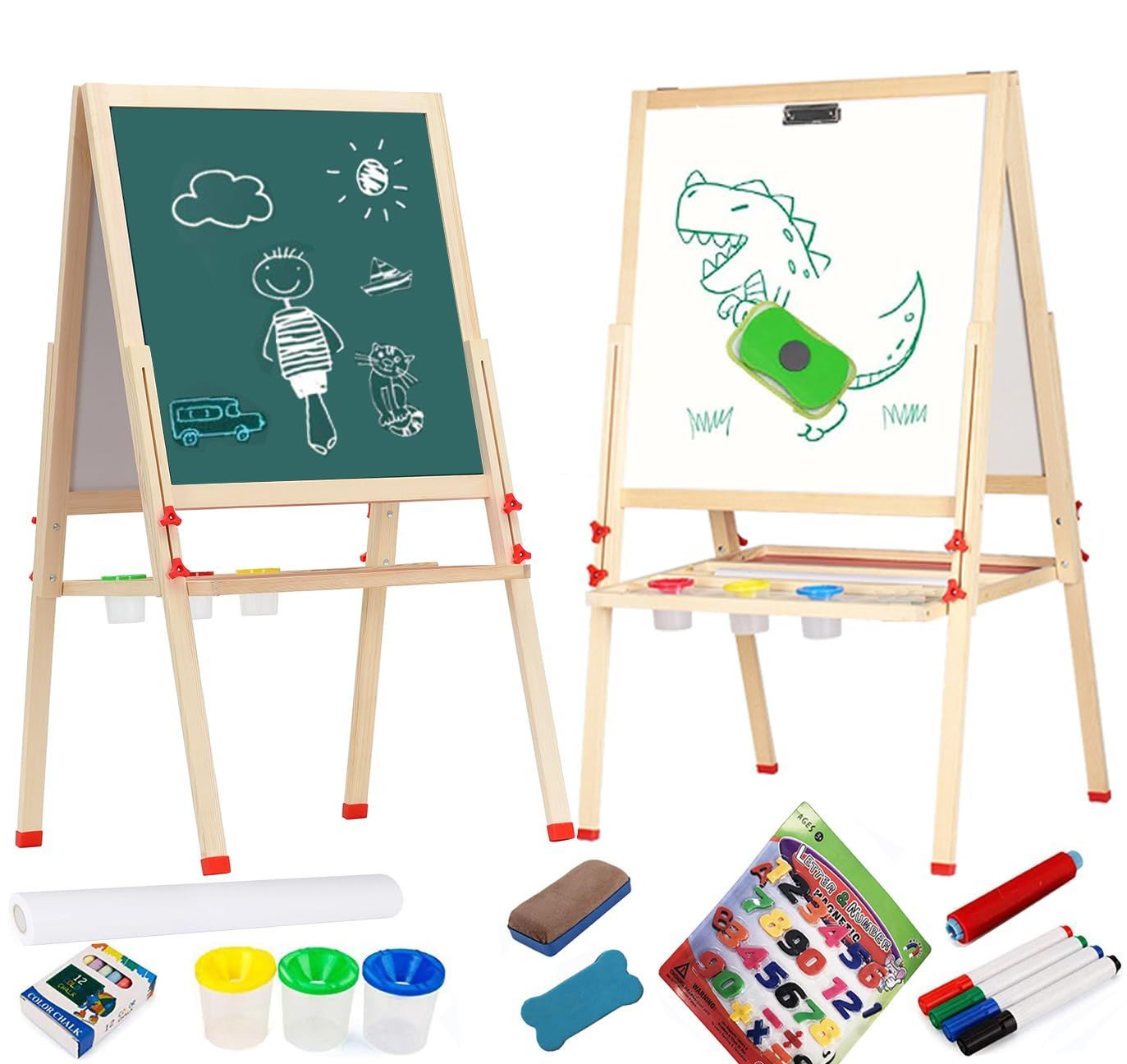 お絵かきボード 両面描画ボード ホワイトボード-黒板ド 高さ調整 子供黒板 数学 絵画 スケッチ 落書き用… XL