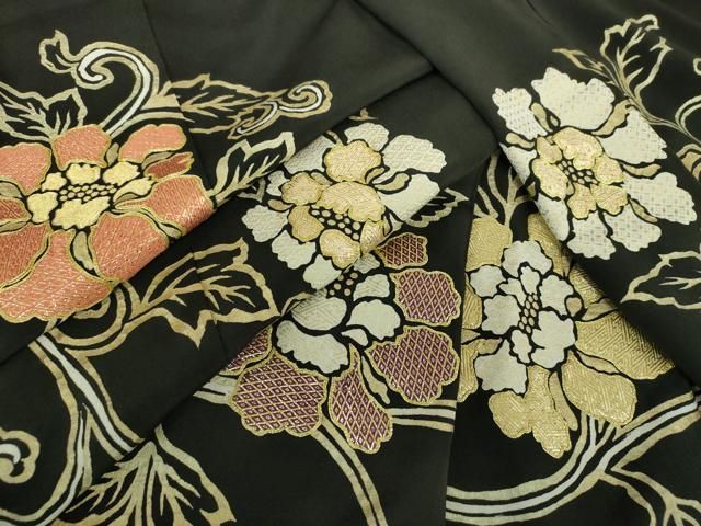 平和屋着物○訪問着 駒刺繍 枝花文 暈し染め 金彩 正絹