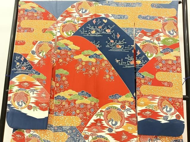 平和屋着物○和染紅型 栗山紅型 栗山吉三郎 振袖 型染め 飛鶴