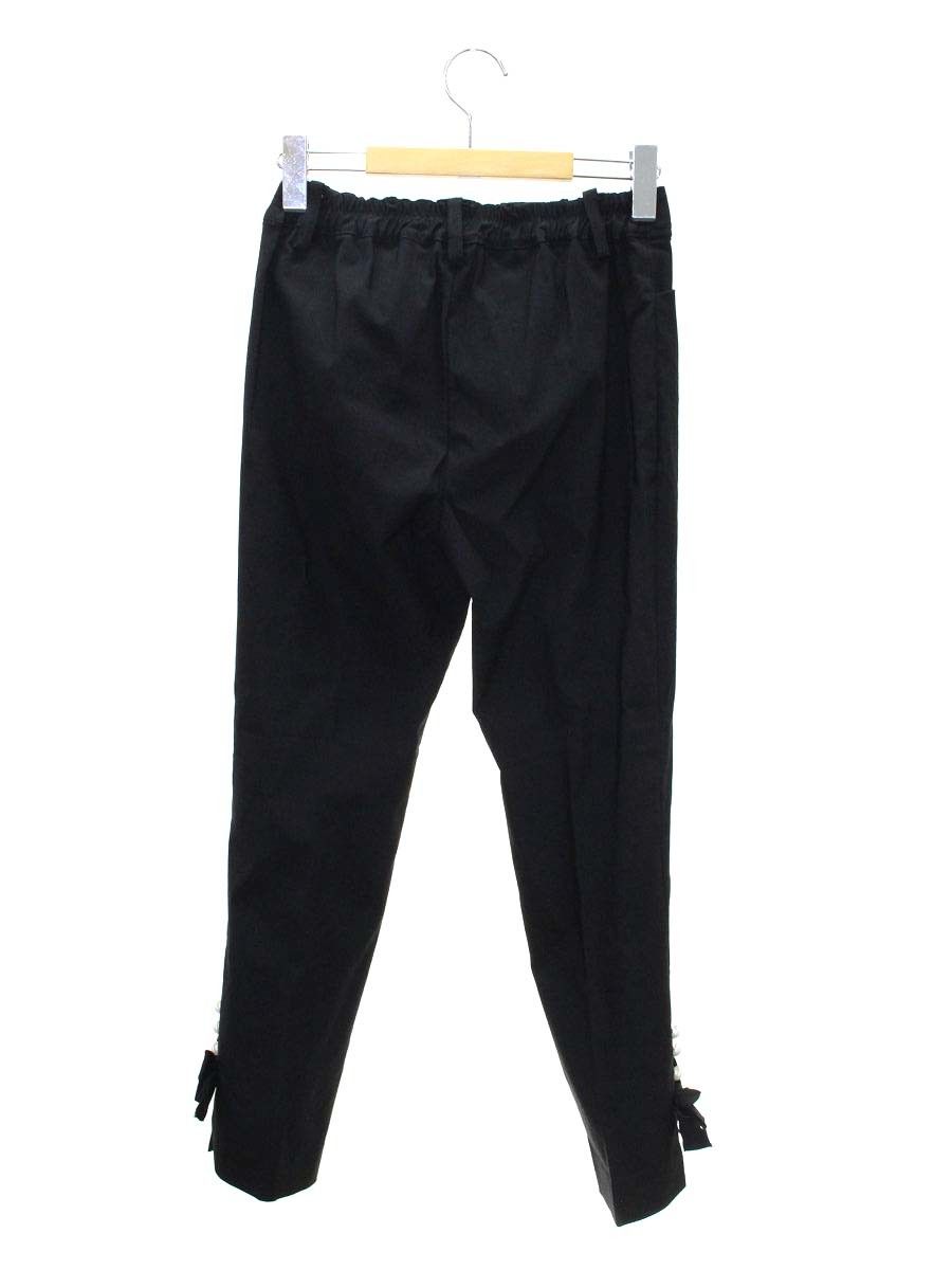 エムズグレイシー 216105 パンツ 36 ブラック リボン パール
