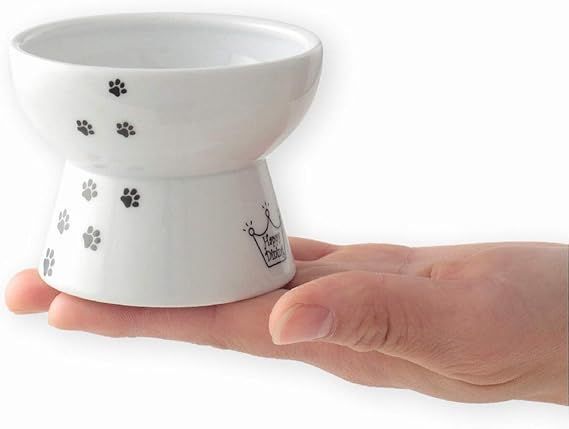【在庫処分】猫壱(necoichi) ハッピーダイニング 猫用 脚付フードボウル プチ 猫柄(旧おやつ皿) 電子レンジu0026食器洗浄機対応