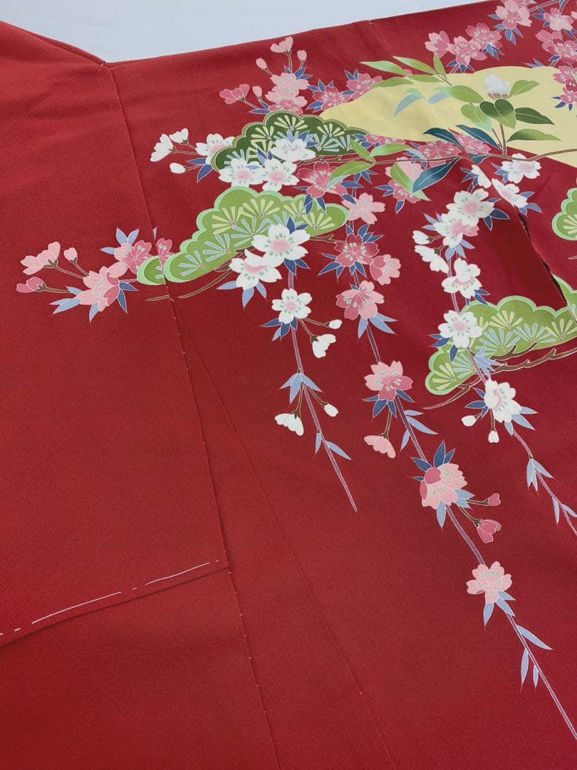 作家振袖 仮絵羽 阿部佳雪 舞台衣装 正絹 未仕立て品 八掛付き MOK748 