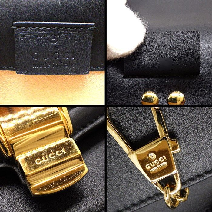 グッチ GUCCI ショルダーバッグ シルヴィ スーパーミニバッグ 494646 ブラック レザー ゴールド金具 【中古】 グッチ GUCCI ショルダーバッグ シルヴィ スーパーミニバッグ 494646