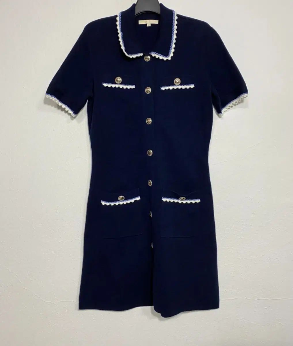新品☆maje マージュ☆半袖ニットワンピース 34 エクリュ 付け襟パイピングマーメイドニットワンピース[品番：AMTW0009442