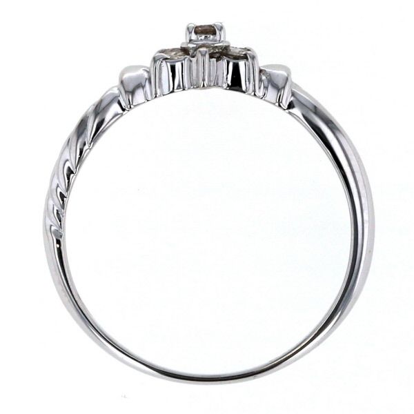 K14WG ホワイトゴールド リング ダイヤモンド 0.20ct 花 割れ腕 ロープ 