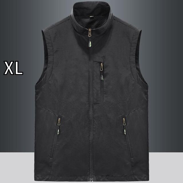 [XL]秋冬 コーデ メンズ  服 シンプル ファッション オシャレ 大人 かっこいい 大きいサイズ ストリート 紳士服 薄手 ベスト アウトドア カジュアル マルチ バッグ 釣り ジャケット 可能 ロゴ