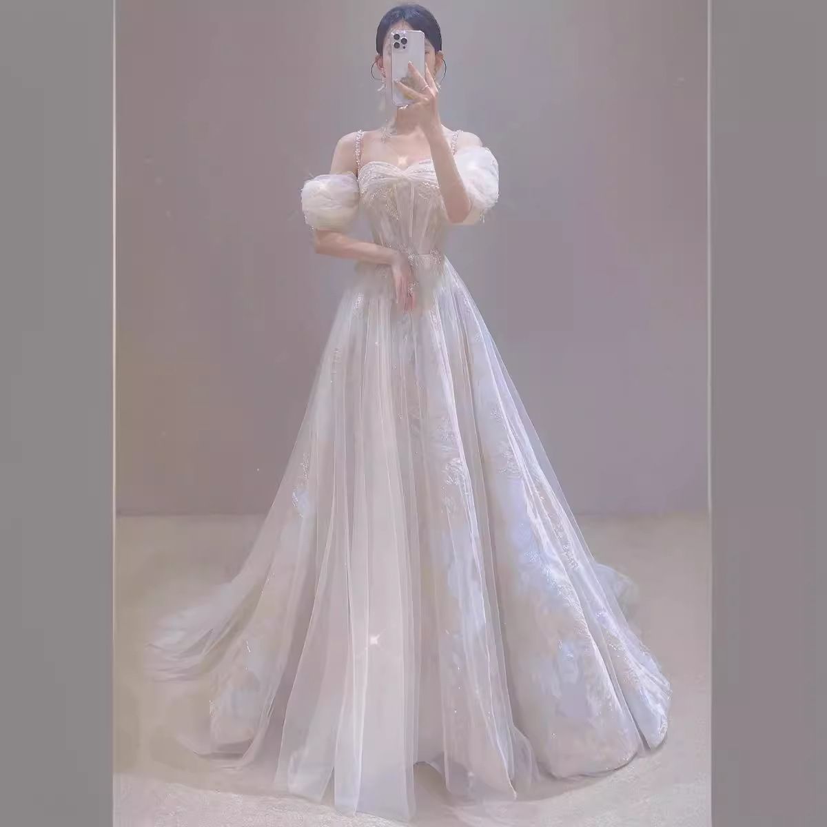 レディースエレガントドレス イブニングドレス パーティードレス ウェディングドレス 結婚式 披露宴 演奏会 Aライン キラキラ