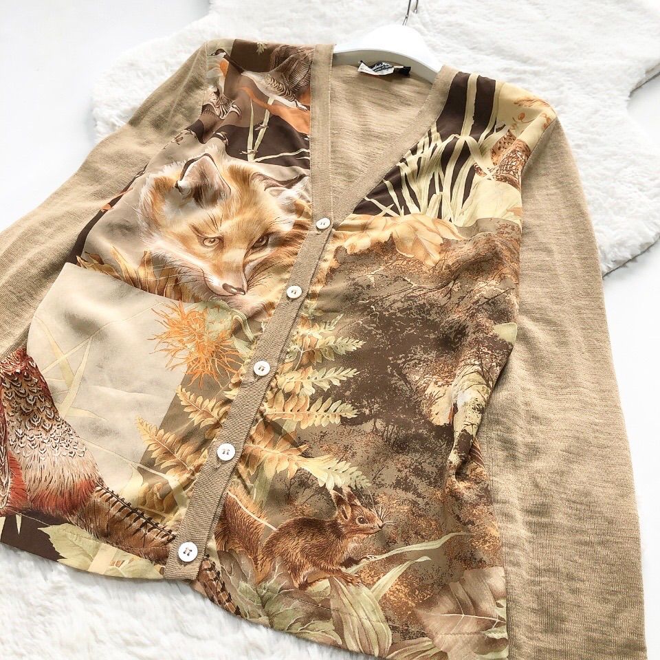 Salvatore Ferragamo フェラガモ シルク キツネ カーディガン ロング
