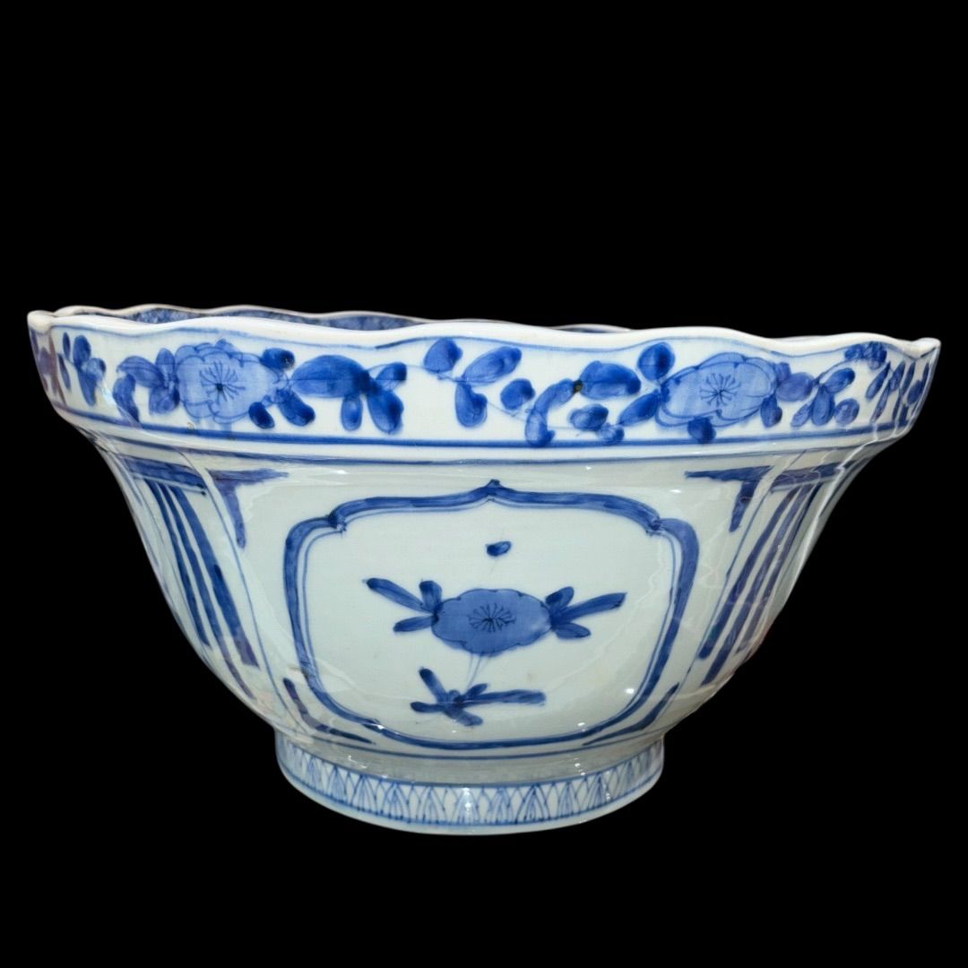 染付孔雀絵大深鉢 antique