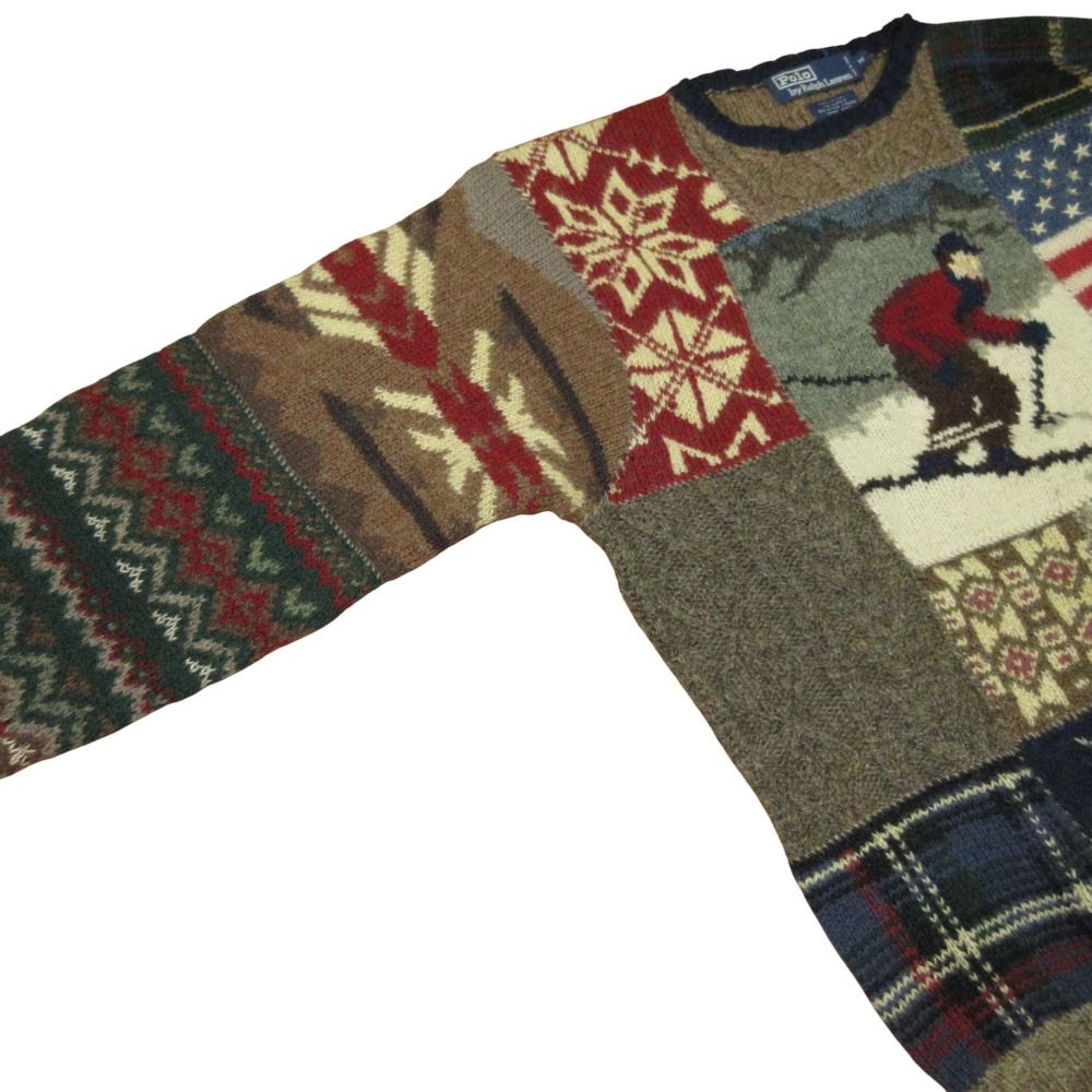 Polo Ralph Lauren パッチワークニット M POLO RALPH LAUREN（ポロ ラルフ ローレン）の「パッチワーク