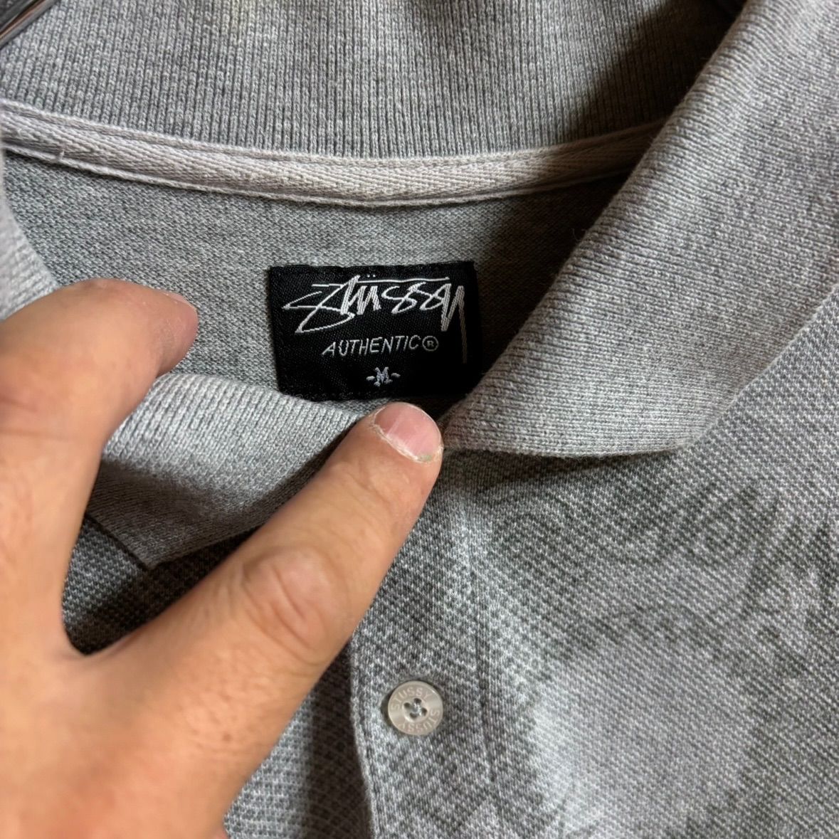 stussy 半袖ポロシャツ グレー M