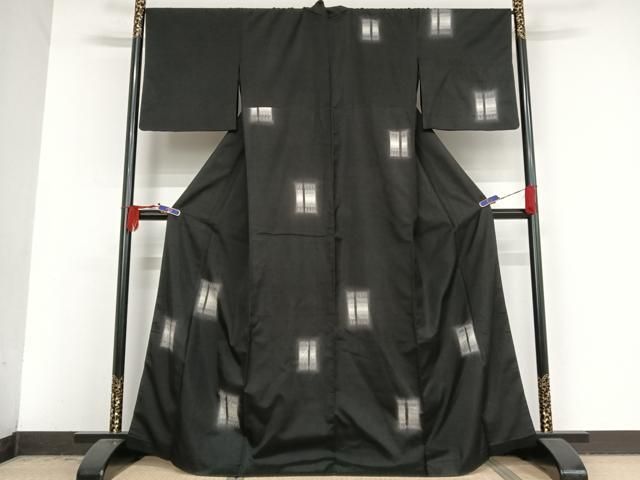 平和屋着物●十日町 名門青柳謹製 櫛引織 紬 色紙文 正絹 AAAV9128np