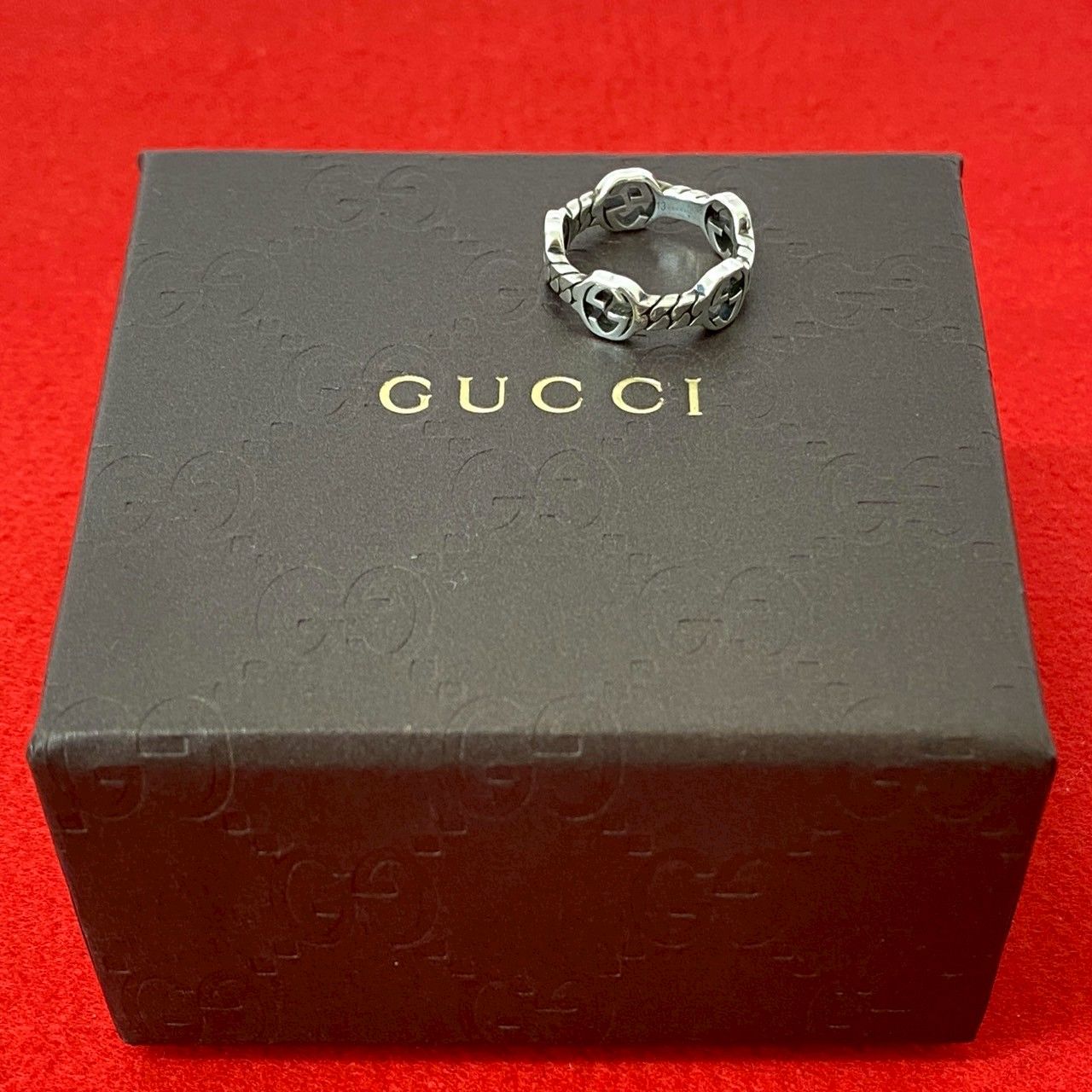 極 美品 GUCCI グッチ インターロッキング G チェーン リング シルバー