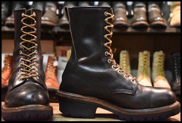 8.5 EE PT 91刺繍 レッドウィング 2218 ロガー 黒 ブラック スチールトゥ 編み上げ ブーツ redwing FI 091