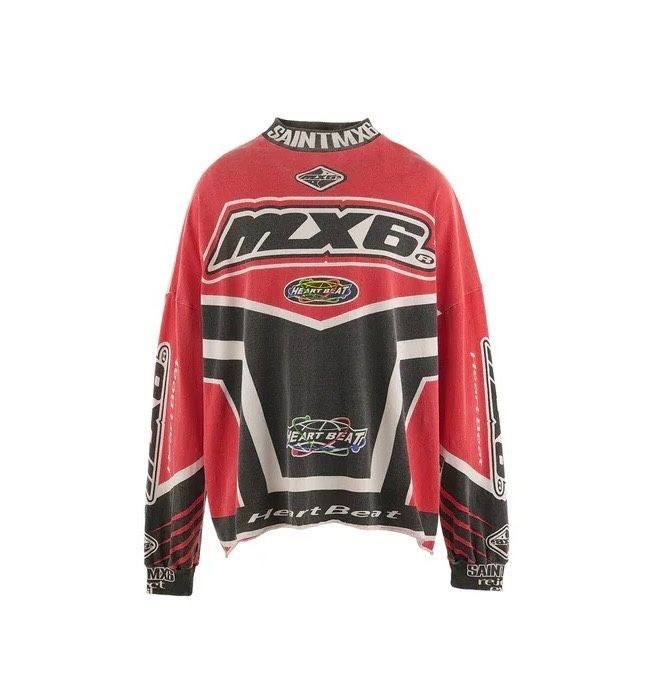 Saint Michael  2025SS MX6 L/S TEレーシングスタイル クラックルウォッシュド エイジドヴィンテージ ロングスリーブTシャツ