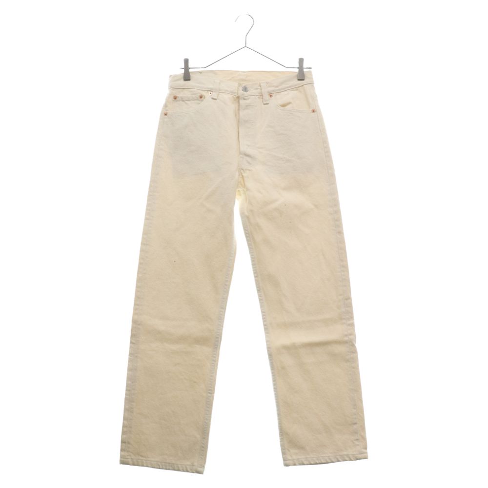 Levi's (リーバイス) 90S VINTAGE USA製 501 革パッチ ボタン裏刻印552 スモールe ホワイトデニム パンツ ホワイト W30/L34