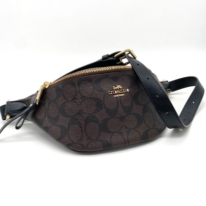 COACH コーチ ロゴ シグネチャー レザー ウエスト ボディ バッグ eH09153A