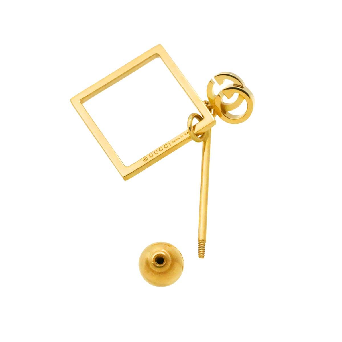 グッチ GUCCI GG ロゴ ピアス K18 YG イエローゴールド 750 片耳