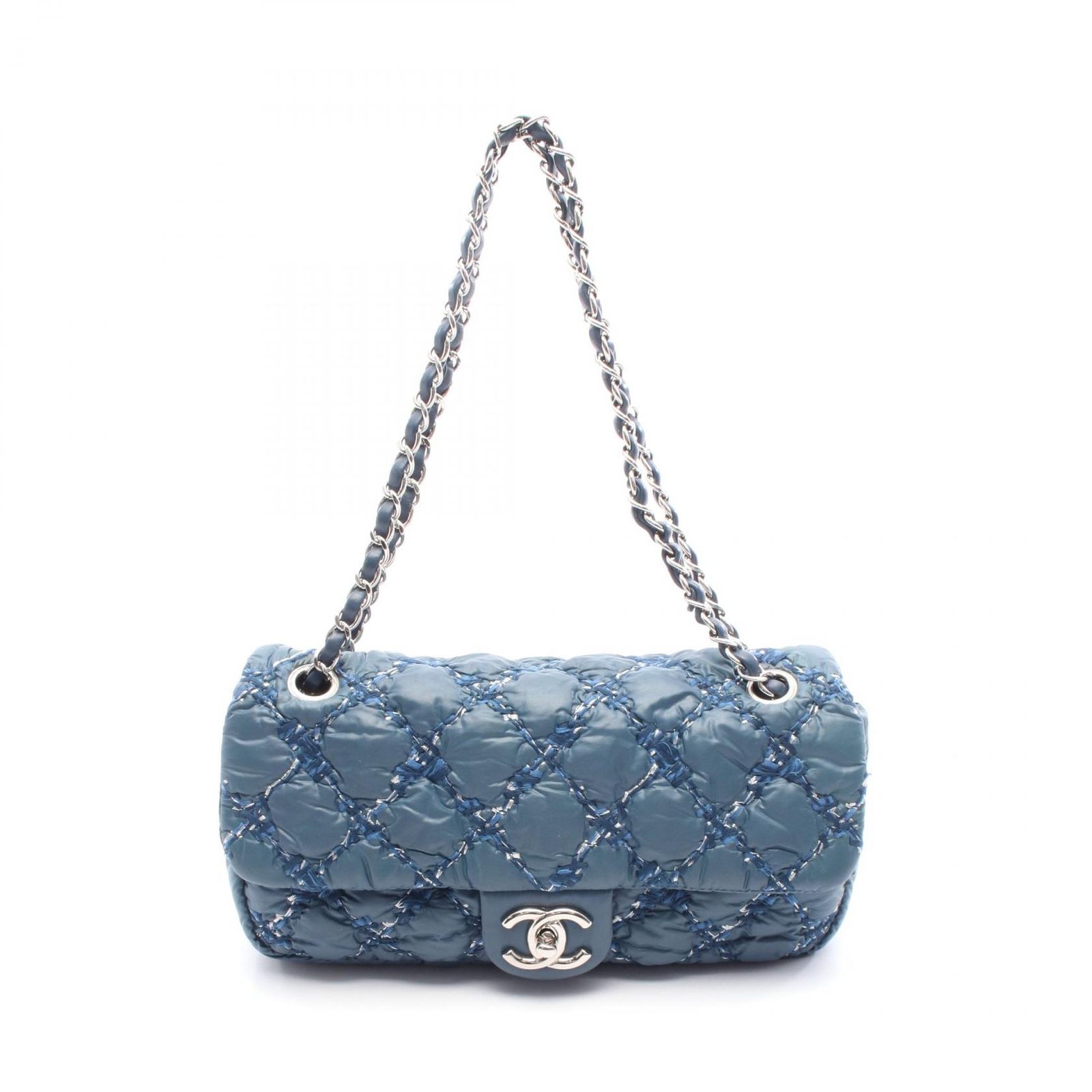 シャネル CHANEL ショルダーバッグ パリビザンス A50629 ブルー ナイロン レザー パリビザンス チェーンショルダー レディース Used B