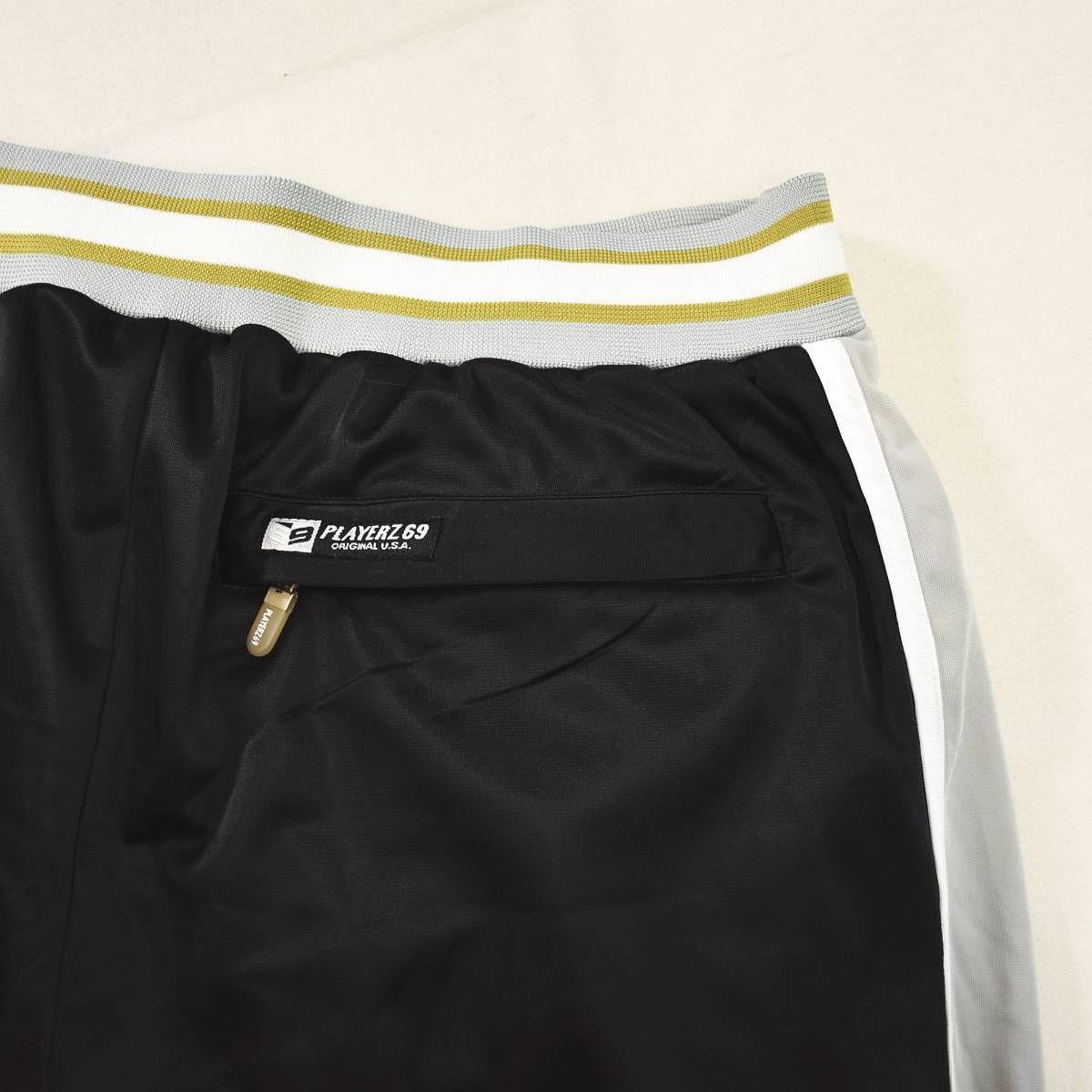  プレイヤーズ シックスティナイン PLAYERZ 69 トラック パンツ ジャージ 裏地 メッシュ 刺繍 ロゴ 3 XL ブラックxグレー ストリート カジュアル ウェア ルーズ ビッグシルエット オーバーサイズ メンズ ジョガーパンツ スウェットパンツ パンツ