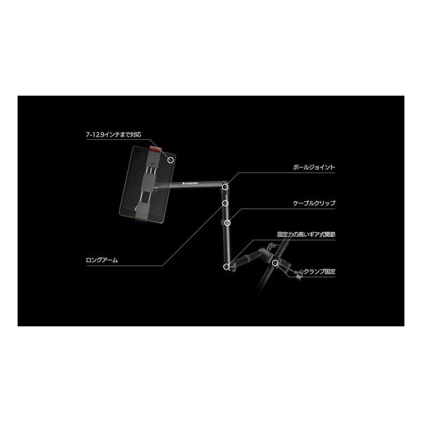 Bauhutte バウヒュッテ ポールマウントスタンド タブレット ブラック BMA-100TB-BK 2620945