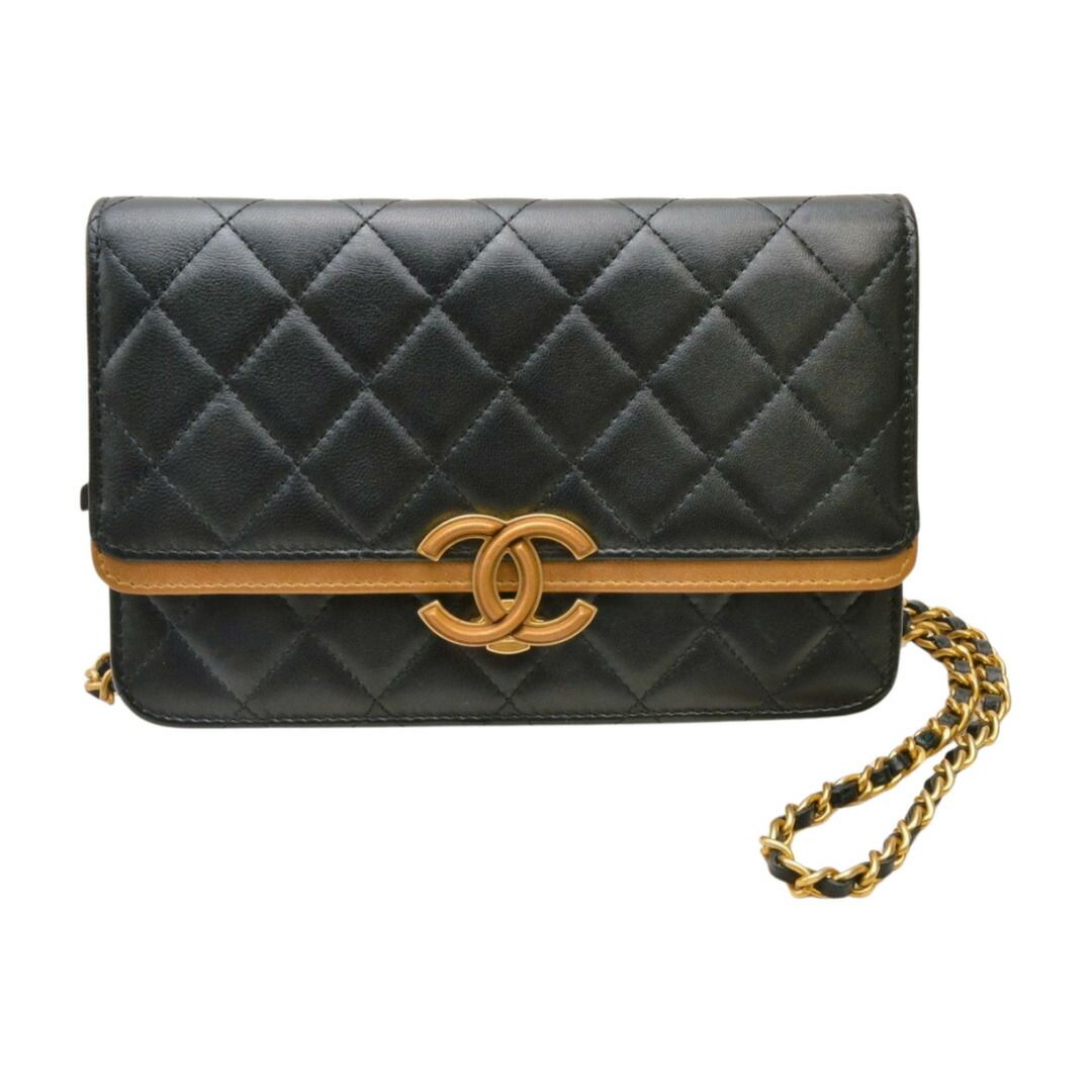 シャネル Chanel マトラッセ チェーンウォレット ショルダーバッグ 28051782 ブラック ギャランティシール有 レディース F-YA1008
