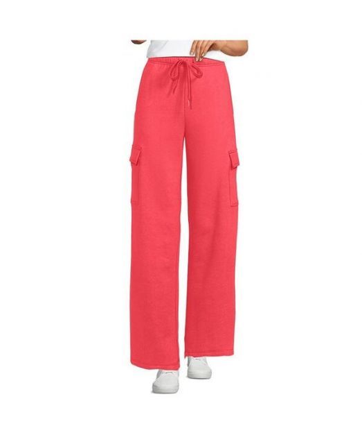 【送料無料】 ランズエンド レディース カジュアルパンツ ボトムス Women's Serious Sweats High Rise Wide Leg Cargo Pants Deep coral