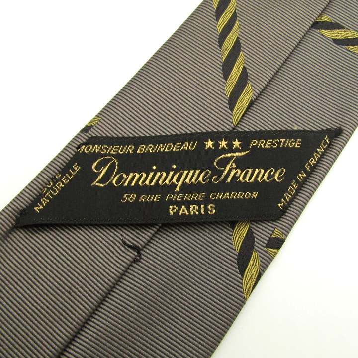 ドミニクフランス ネクタイ ストライプ ドット チェック グレー 灰色