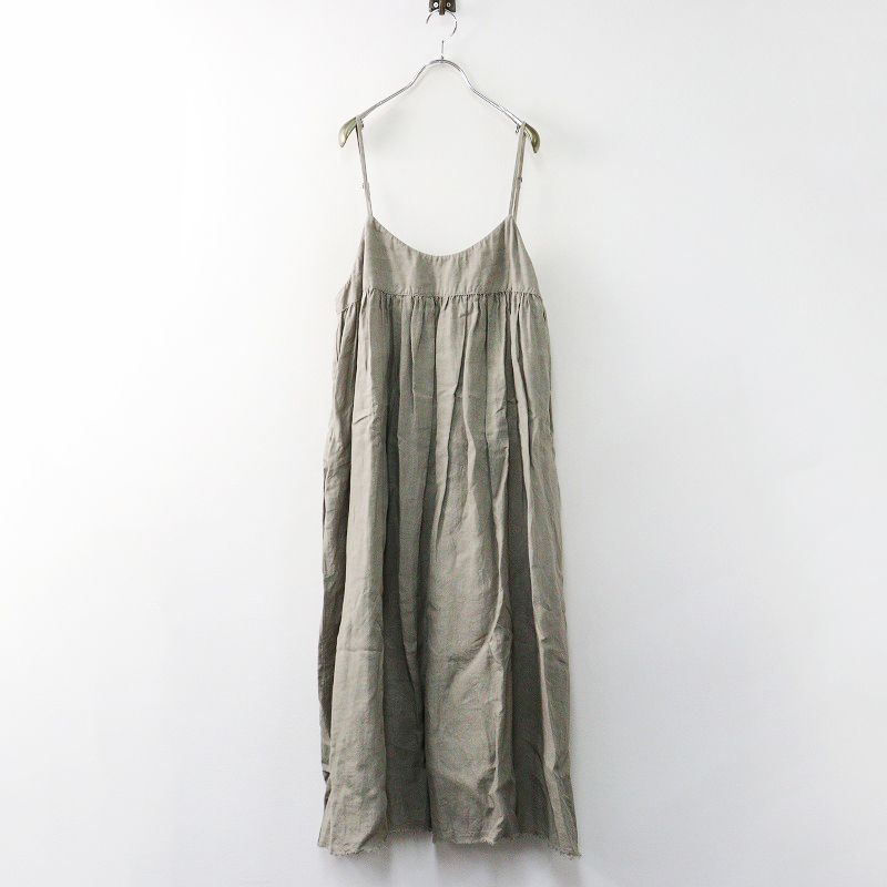 定番人気アイテム ネストローブ nest Robe リネンキャミソールワンピース U グレー┃ ギャザードレス 2400014624434