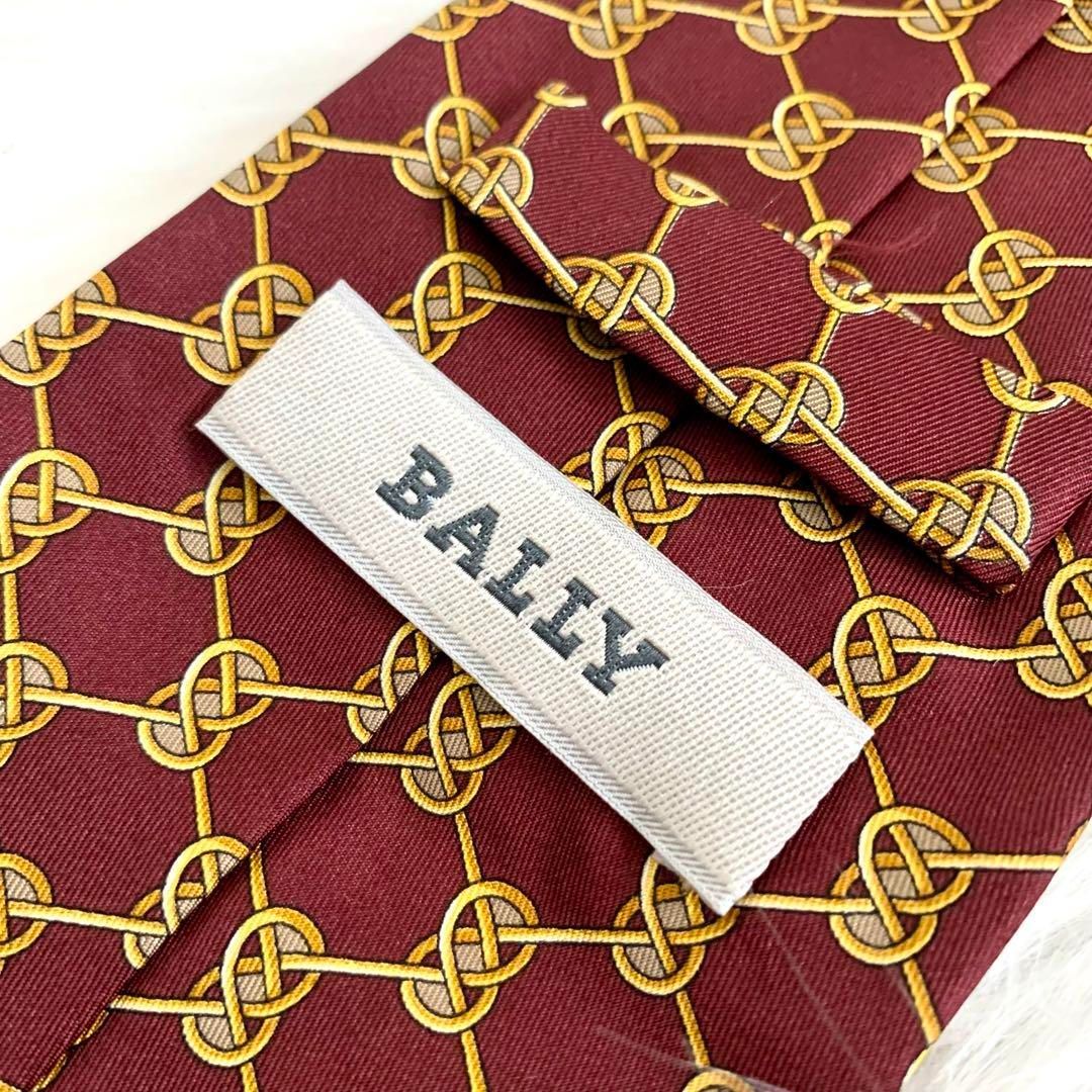 BALLY バリー 総柄シルクネクタイ イタリア製 ワインレッド - メルカリ