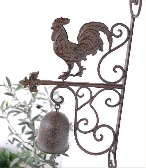 壁掛けベル 壁飾り ガーデンオブジェ アイアン ニワトリ 鳥 雑貨