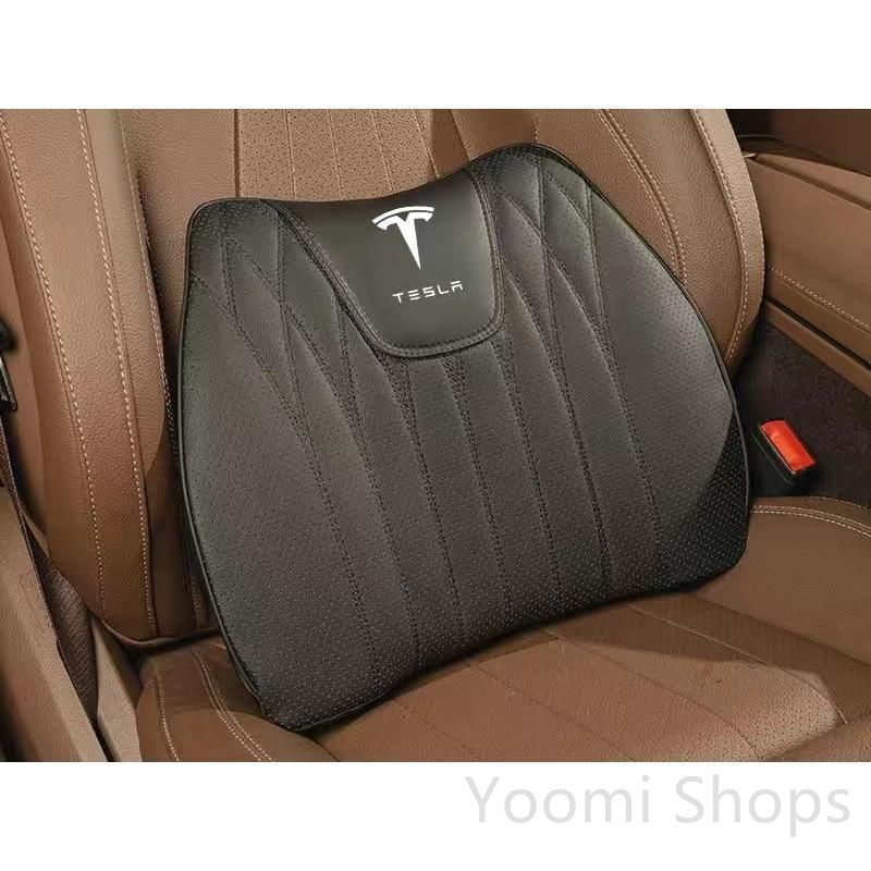 【新品未使用】テスラ TESLAブラックシートクッション 車用 シートカバー ナッパ レザー 腰当て 滑り止め 弾性 座布団1点+腰クッション1点 asd cp