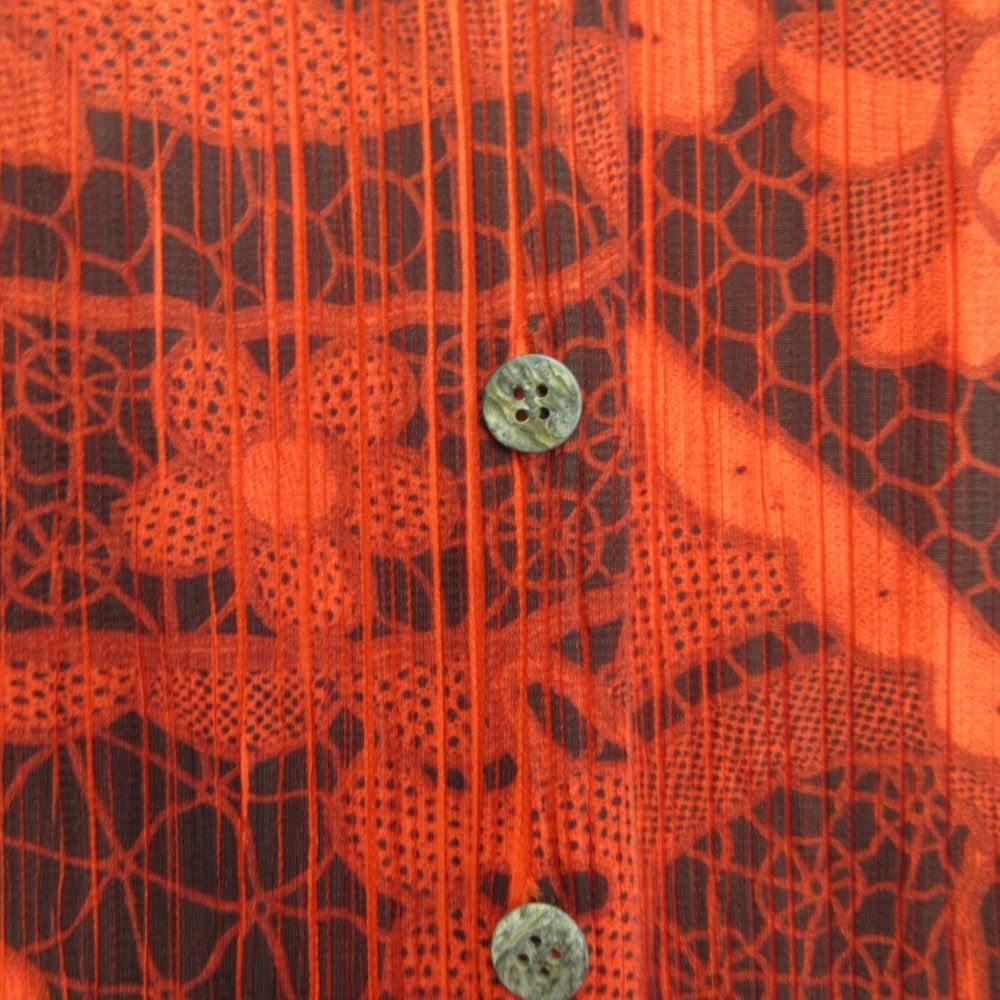  90 s PLEATS PLEASE プリーツプリーズ イッセイミヤケ ノースリーブ プリーツ シャツ カットソー 総柄 ヴィンテージ 3 赤 レッド レディース 古着 ノースリーブ シャツ ブラウス