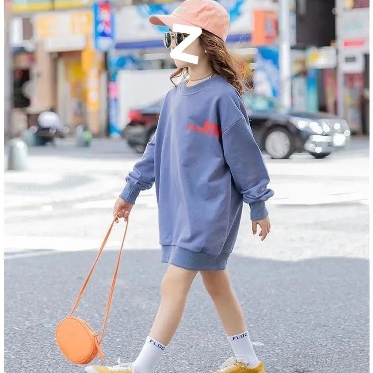 ビッグトレーナー ワンピース 女の子 韓国子供 春服 春夏 キャップ
