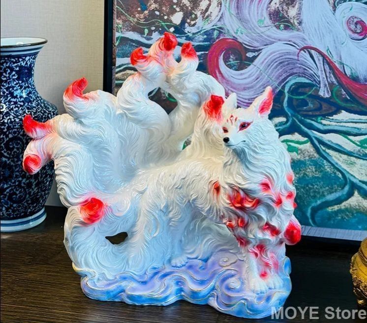 九尾狐 霊狐 置物 霊狐 神像 狐 佛堂 装飾品 美術品 置物
