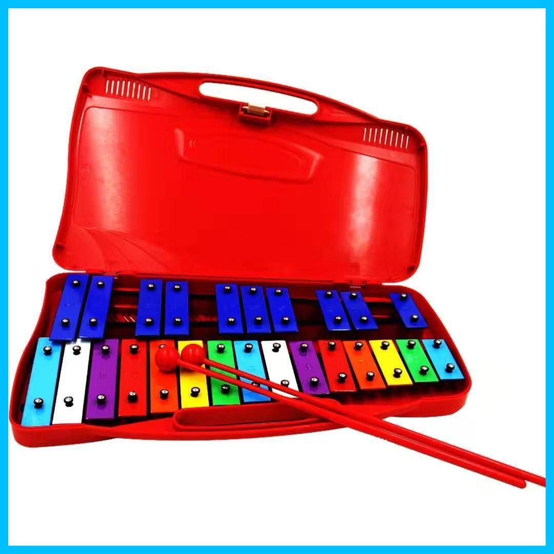 【迅速発送】Seika 鉄琴 カラフル 25音 ミュージカル教材 2マレット付き オルフ楽器 (red)