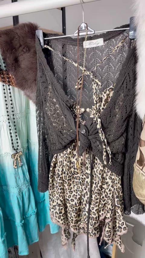 ヴィンテージ ギャル レオパード コーディネート セット ロング丈スカート