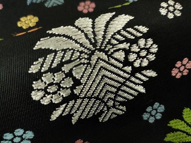 平和屋本店□極上 龍村美術織物 たつむら 本袋帯 唐織 聖樹花飾文 黒地