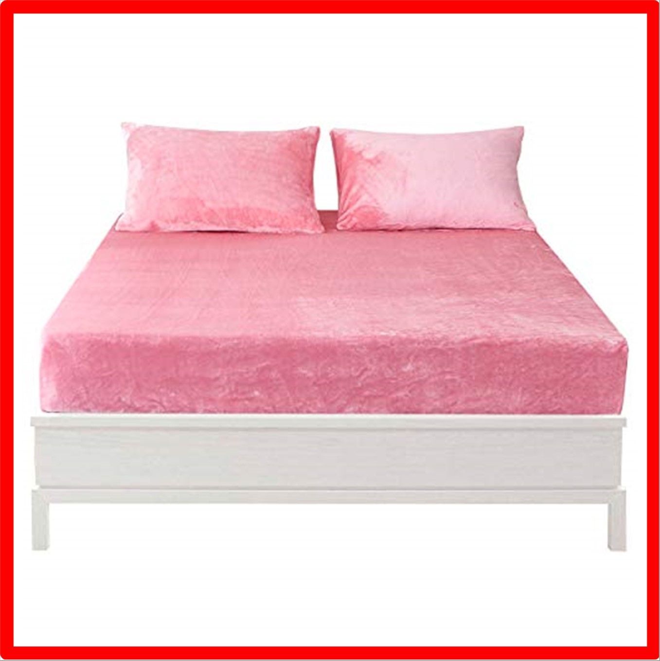 【匿名配送】冬用・ピンク_ダブル・140X200cm ボックスシーツ 冬用 あったか フランネル マイクロファイバー 秋冬用 パイル地 シーツ ベッドシーツ マ