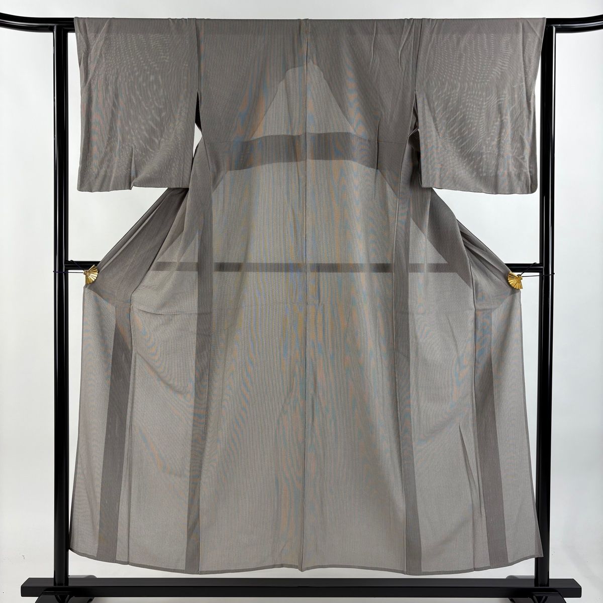 江戸小紋 身丈153cm 裄丈62cm S 薄物 落款 万筋 灰茶 正絹 名品 一つ紋
