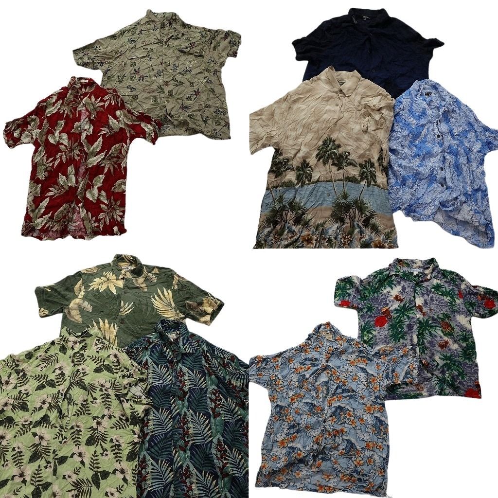 古着卸 レーヨン系 アロハシャツ 半袖シャツ 10枚セット メンズ L |XL 開襟シャツ ボックスシルエット 古着 NA3373