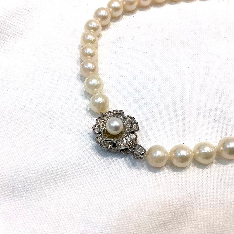本真珠 ネックレス 60粒 ホワイトパール シルバー金具 約42cm 約