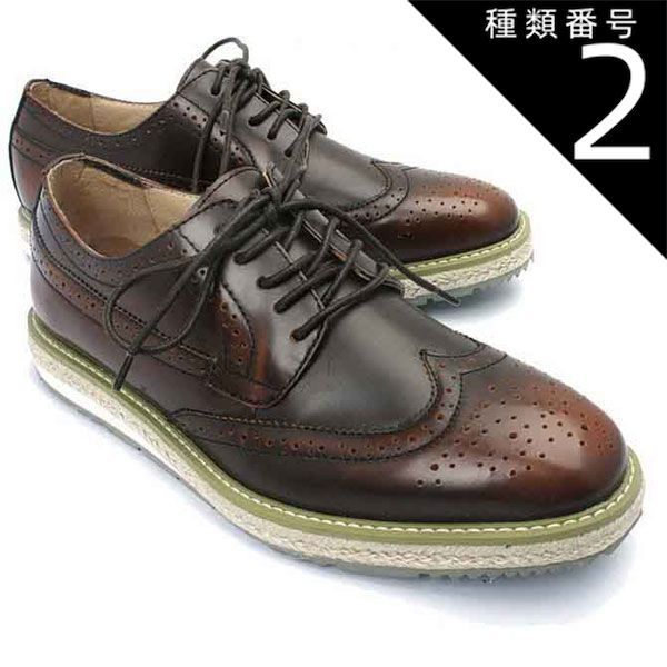 種類2：ブラック/41(25.5cm) ウィングチップ メンズ 本革 メダリオン イタリアレザークリッパーブローグシューズ グラデーション Clipper Brogue Shoes ビンテージ仕上げ P1101 アウトレットセール
