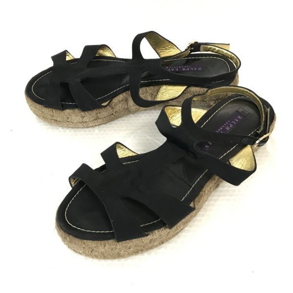 【LAUREN RALPH LAUREN】アンクルストラップ付きサンダル 送関込 美品☆RALPH LAUREN Collection☆アンクルストラップサンダル【7