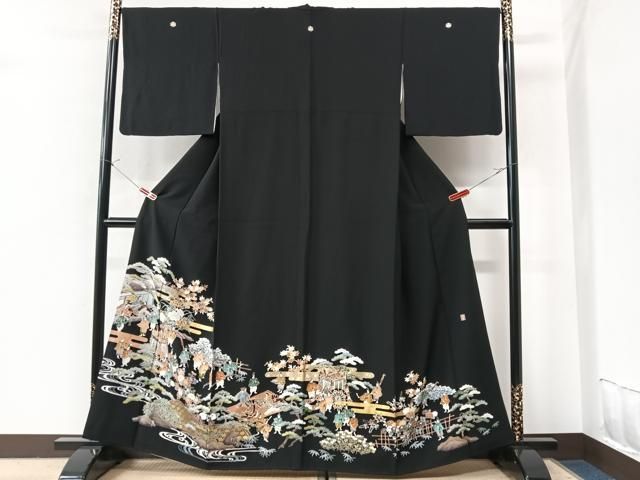 平和屋着物□豪華黒留袖 作家物 人物風景文 正絹 逸品