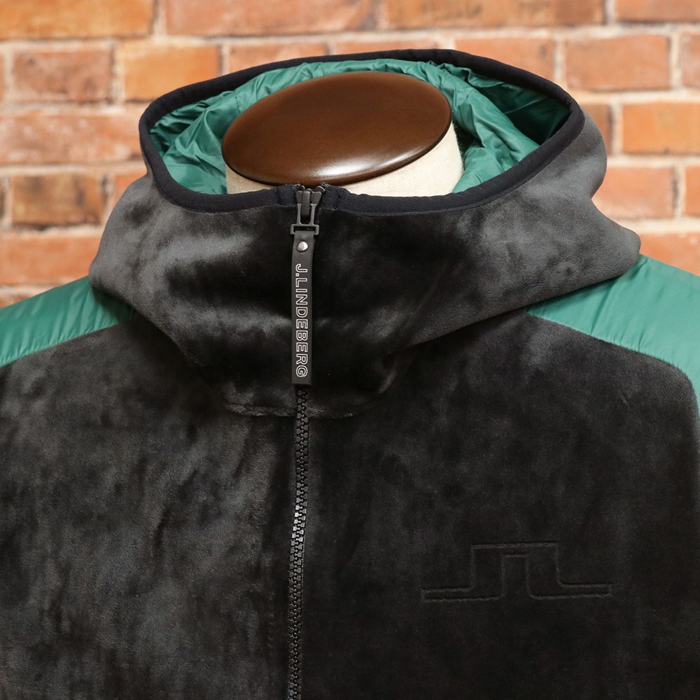 難あり 秋冬 J.LINDEBERG 44 S サイズ ダブルジップパーカー 071-59010 ベルベット ストレッチ 異素材切替 ゴルフ メンズ 紳士 ジェイリンドバーグ チャコール mc161 ブレスレット